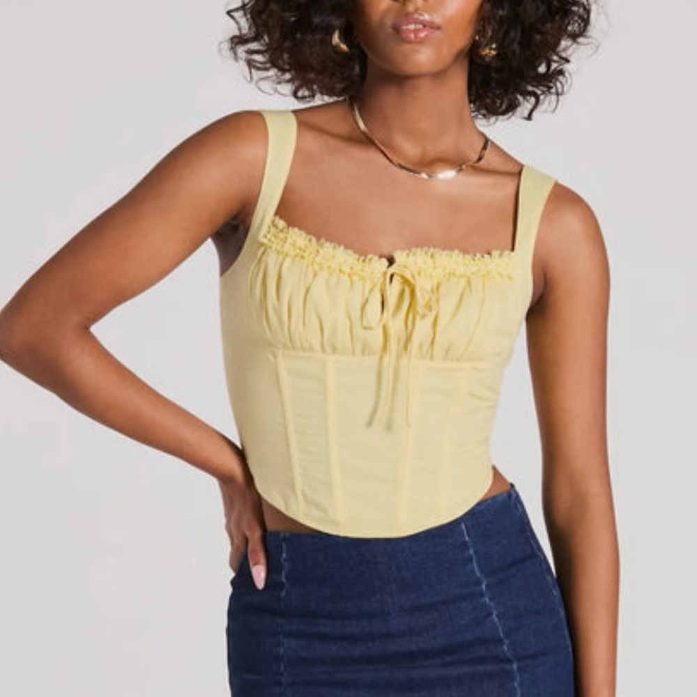 Windsor Romantic Look Lace Trim Yellow Corset Top Size M